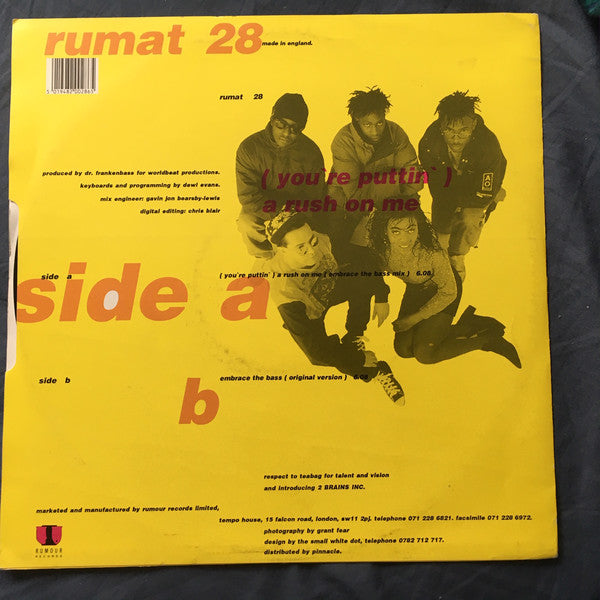 Technomania : (You're Puttin') A Rush On Me (Embrace The Bass Mix) (12")