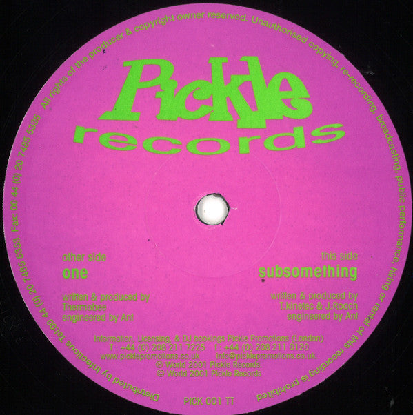 Thermobee / Tony Kenetic : One / Subsomething (12")