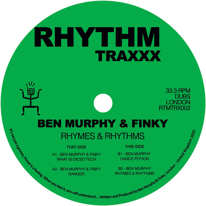 Ben Murphy & Finky - Rhymes & Rhythms - 12" White, Red and Green Splatter Vinyl, Side B