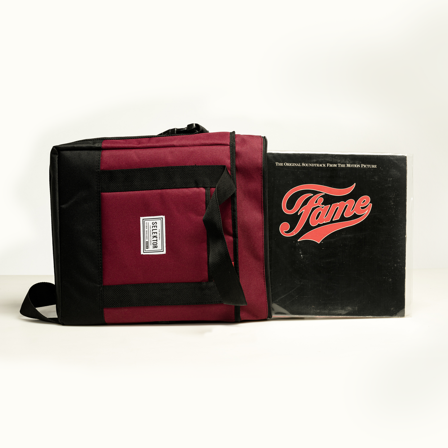 Selektor Messenger Bag, Burgundy and Black, Front Side with Vinyl