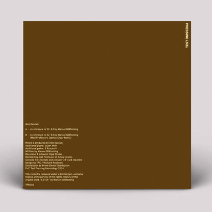Alex Kassian - A reference to E2-E4 by Manuel Gottsching (Mad Professor Remix) - 12" Vinyl, Back Cover