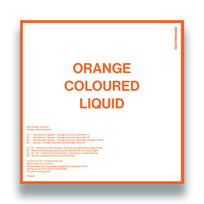 Alex Kassian X Spooky - Orange Coloured Liquid - 12" Vinyl, Test Pressing Recordings, Back
