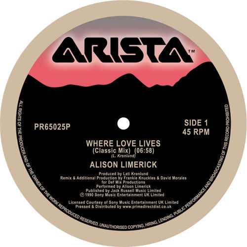 Alison Limerick - Where Love Lives [12 Inch Vinyl, Arista, Remastered Edition, Side 1]