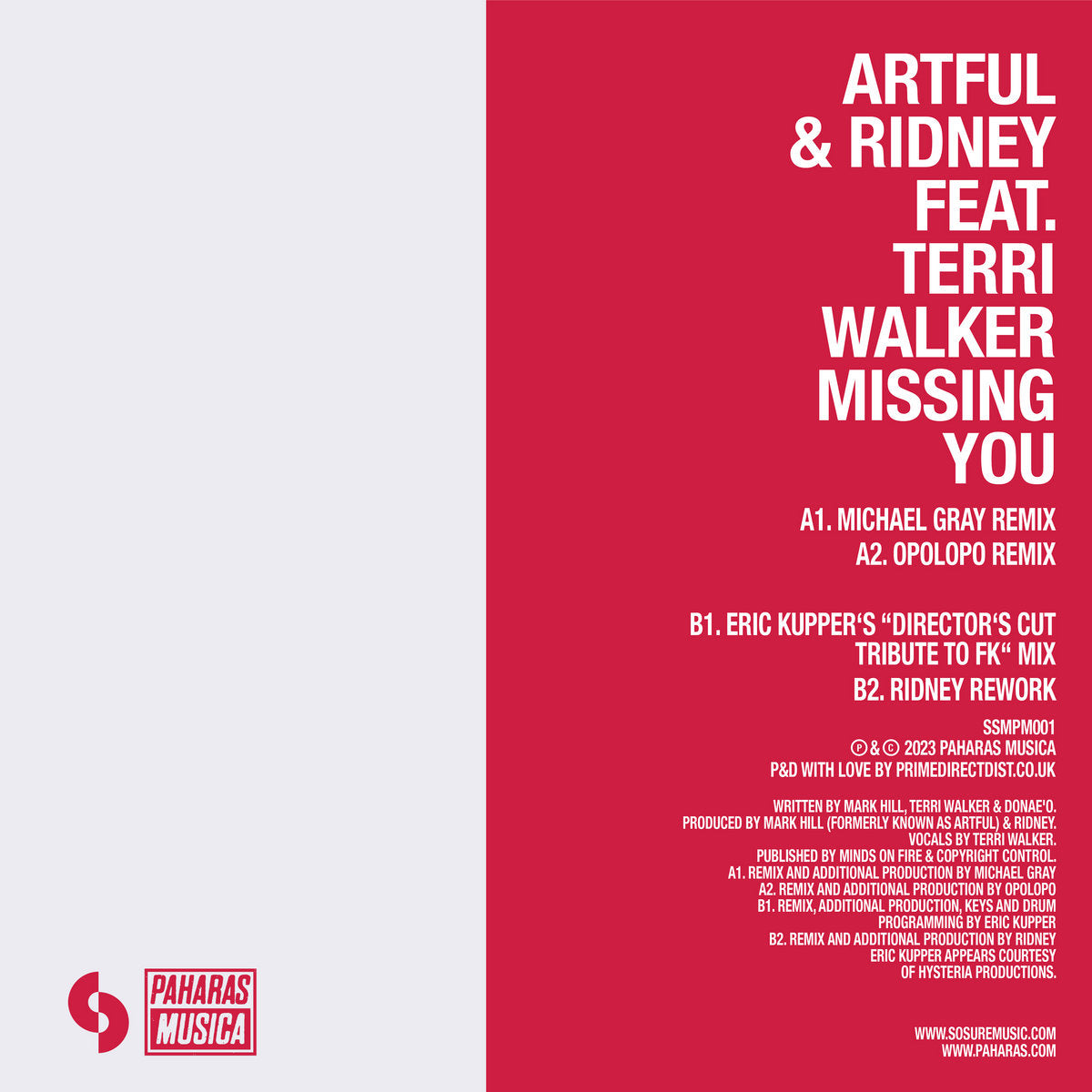 Artful & Ridney feat. Terri Walker – Missing You (Remixes) [12 Inch Vinyl, SoSure Music, Back Cover]