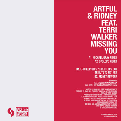 Artful & Ridney feat. Terri Walker – Missing You (Remixes) [12 Inch Vinyl, SoSure Music, Back Cover]