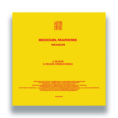 Bedouin feat. Marieme - Reason [12" Vinyl, Human By Default, Back Cover]