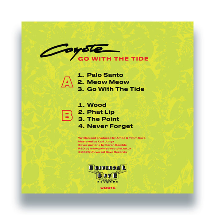 Coyote - Go With The Tide [12 Inch Vinyl LP, Universal Cave Records, Back Cover]
