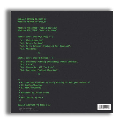 Craig Bratley - Return To Bass [12 Inch Vinyl LP, Magic Feet, MFLP01, Back Cover]