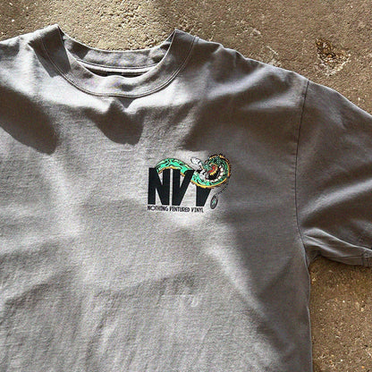 Nothing Ventured Vinyl Dragon T-Shirt, Front Print Close-up