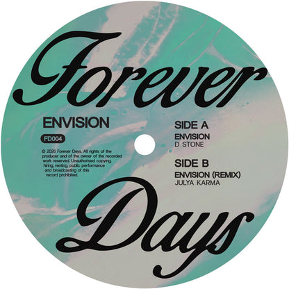 D Stone - Envision + Julya Karma Remix [12 Inch Vinyl, Forever Days, Side A]