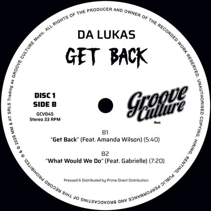 Da Lukas - Get Back [2x12 Inch Vinyl, Double LP, Groove Culture Records, Side B]