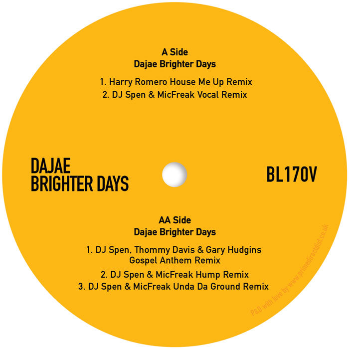 Dajae - Brighter Days (Remixes) [12 Inch Vinyl, Big Love Records, Side A]