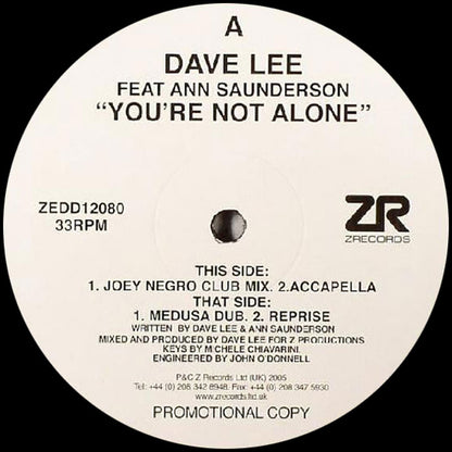 Dave Lee - You're Not Alone [12 Inch Vinyl, Z Records, Side A]