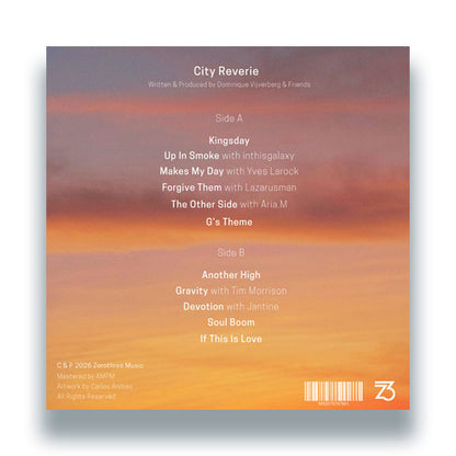 Deeparture - City Reverie [12 Inch Vinyl LP Album, Zerothree Records, Back Cover]