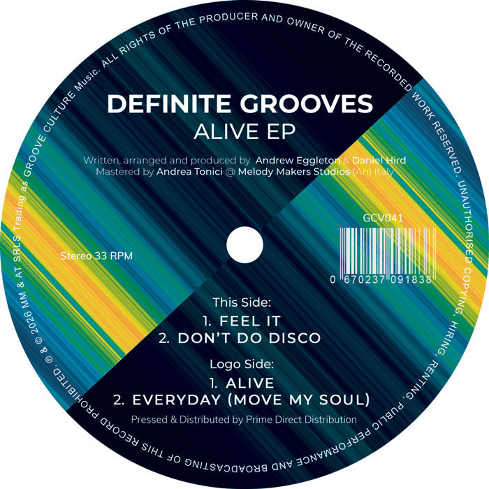 Definite Grooves - Alive EP [12 Inch Vinyl, Groove Culture, Side B]