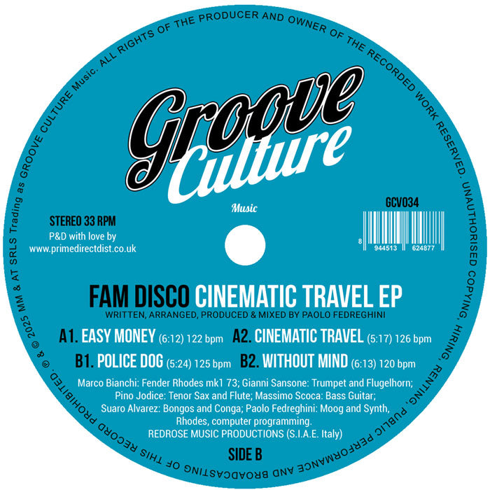 FAM Disco - Cinematic Travel EP [12 Inch Vinyl, Groove Culture, Side B]