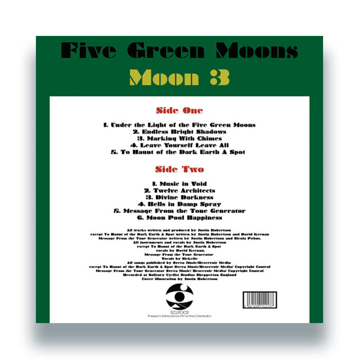 Five Green Moons - Moon 3 [12 Inch Vinyl LP, Solitary Cyclist Records, Back Cover]