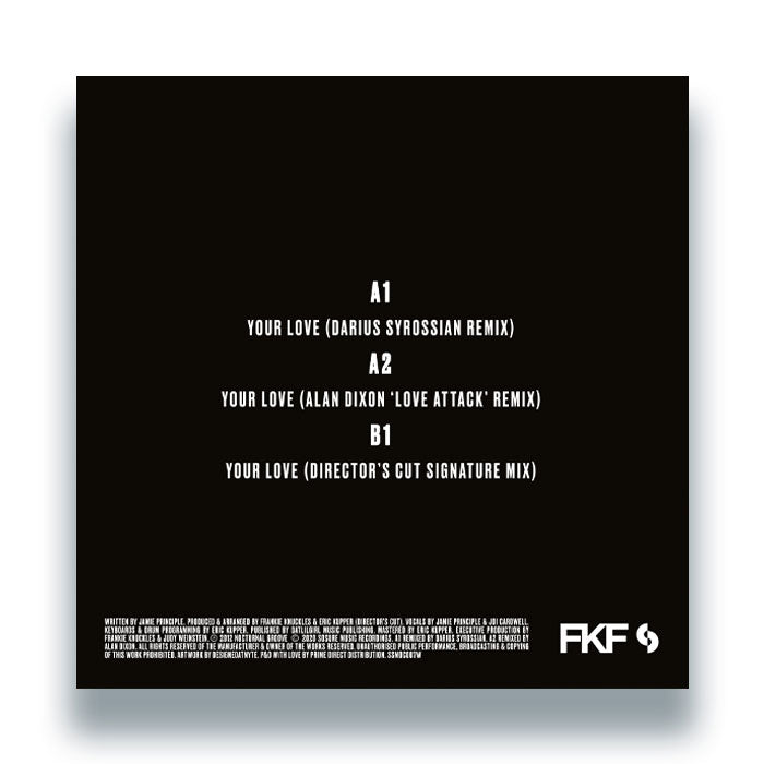 Frankie Knuckles Pres. Director's Cut feat. Jamie Principle - Your Love [12 Inch Clear Vinyl, SoSure Music, Back Cover]
