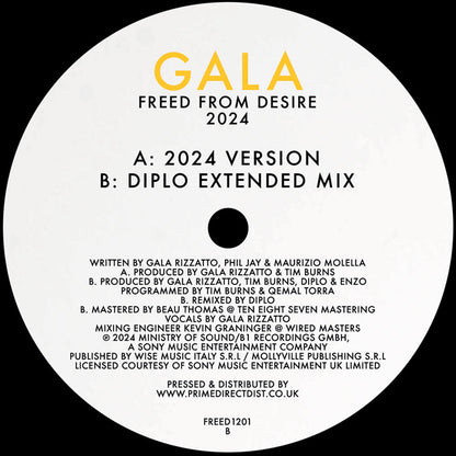 Gala - Freed From Desire - 2024 - Yellow Vinyl, B Side