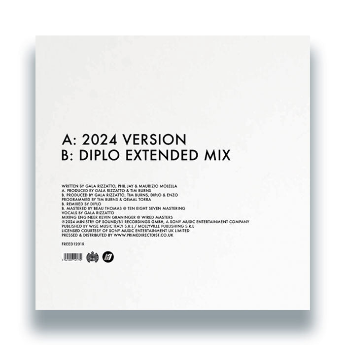 Gala - Freed From Desire [LTD Edition Red 12 Inch Vinyl, Ministry of Sound / B1 Recordings, Back Cover]