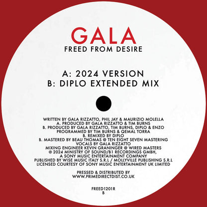 Gala - Freed From Desire [LTD Edition Red 12 Inch Vinyl, Ministry of Sound / B1 Recordings, Side B]