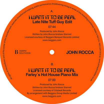 John Rocca - I Want It To Be Real (Late Nite Tuff Guy & Farley 'Jackmaster' Funk Remixes) [12 Inch Vinyl, South Street Records, Side B]