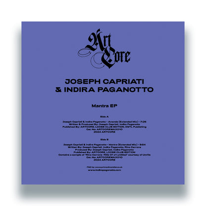 Joseph Capriati / Indira Paganotto - Mantra EP - Vinyl Cover, Back Side