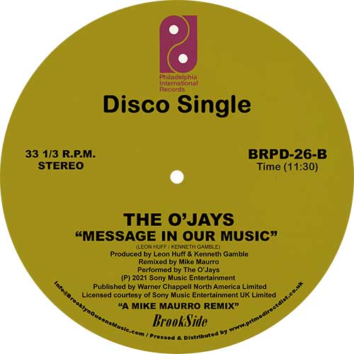 M.F.S.B. / The O'Jays - Love Is The Message / Message In Our Music (Mike Maurro Remixes) [12 Inch Vinyl, Brookside Music, Side B]