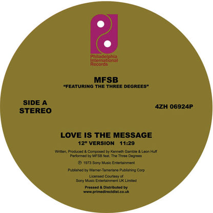 MFSB Feat. The Three Degrees - Love Is the Message (12 Inch Version) / TSOP (Special 12 Inch Version) - 12" Vinyl, Side A
