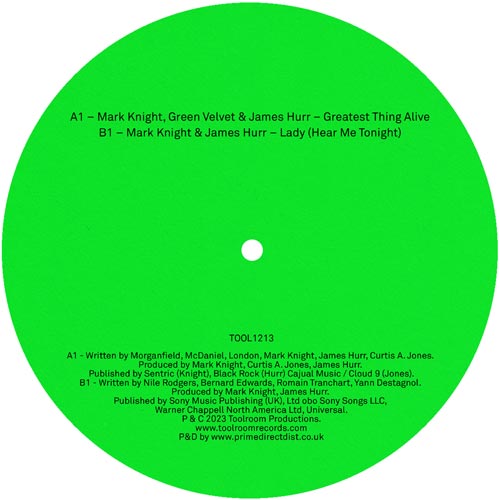 Mark Knight / Green Velvet / James Hurr - The Greatest Thing Alive / Lady (Hear Me Tonight) [12 Inch Vinyl, Toolroom Records, Side B]