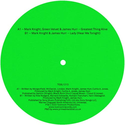 Mark Knight / Green Velvet / James Hurr - The Greatest Thing Alive / Lady (Hear Me Tonight) [12 Inch Vinyl, Toolroom Records, Side B]