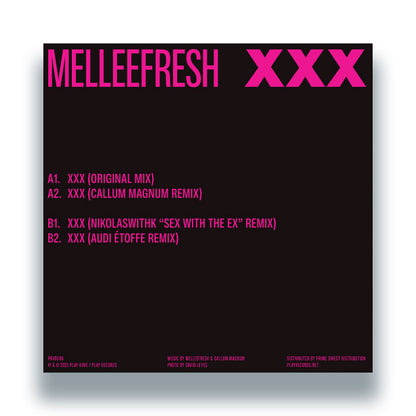 Melleefresh - XXX - Remixes [12 Inch Vinyl, Play Rave Records, Back Cover]