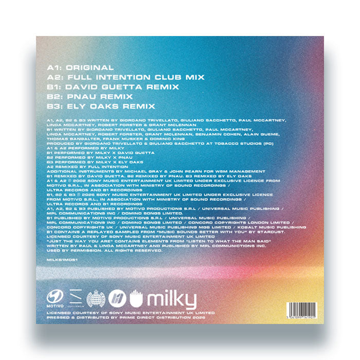 Milky - Just The Way You Are [LTD Edition 12 Inch 3 Colour Stripe Vinyl, Ministry of Sound / B1 Recordings, Back Cover]