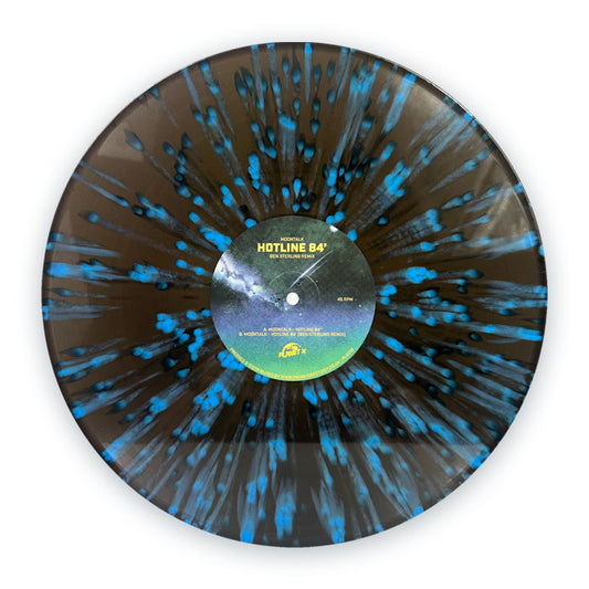 Moontalk - Hotline 84’ [12 Inch Black & Blue Splatter Vinyl, Planet X, Front]