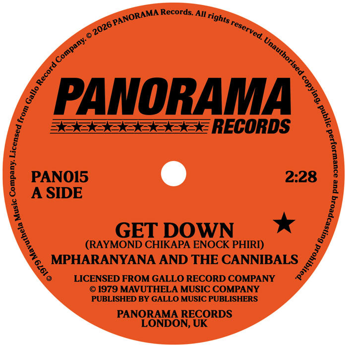 Mpharanyana And The Cannibals / Mpharanyana And The Peddlers - Get Down / Disco [7 Inch Vinyl, PANORAMA Records, Side A]