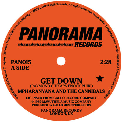 Mpharanyana And The Cannibals / Mpharanyana And The Peddlers - Get Down / Disco [7 Inch Vinyl, PANORAMA Records, Side A]
