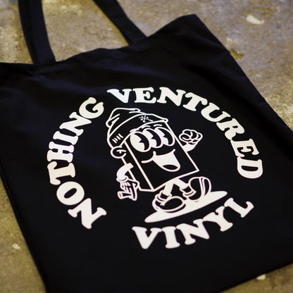 Nothing Ventured Vinyl Tote Bag - Black (Close Up)
