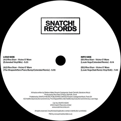 Riva Starr - Vicino O' Mare Vinyl (Snatch Raw) w/ Shapeshifters & Louie Vega Remixes [Side B]