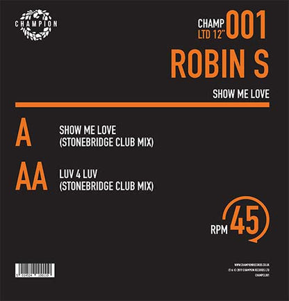 Robin S - Show Me Love [12 Inch Vinyl, Champion Records, Back Cover]