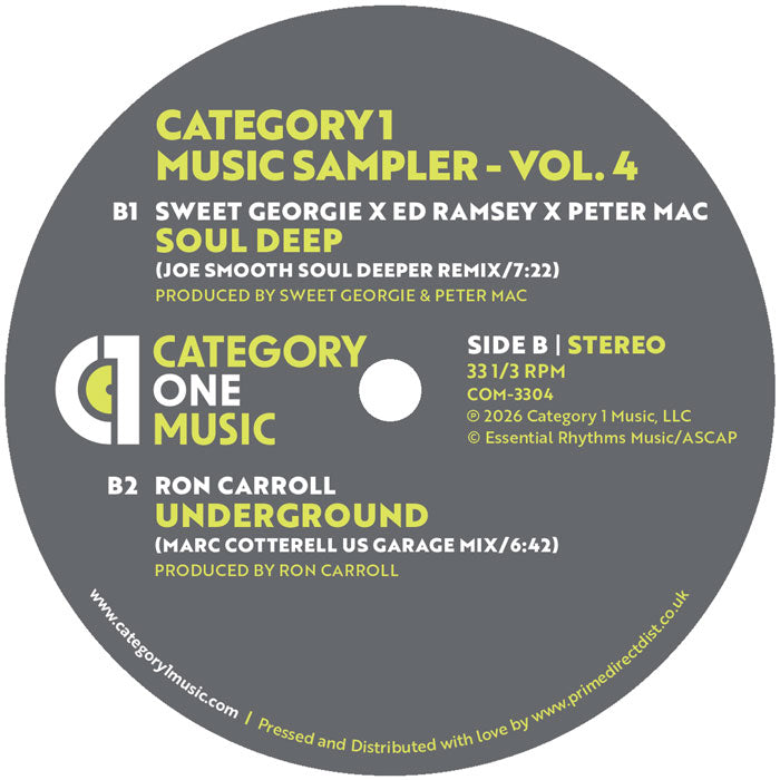 Ron Carroll / Stacy Kidd / Eric Kupper / Marc Cotterell - Category 1 Music Sampler - Vol. 4 [12 Inch Vinyl, Side B]