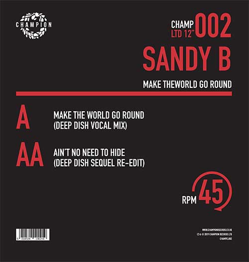 Sandy B - Make The World Go Round (reissue) [12 Inch Vinyl, Champion Records, Back Cover]