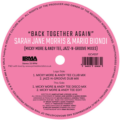 Sarah Jane Morris & Mario Biondi - Back Together Again (Micky More & Andy Tee, Jazz-N-Groove Mixes) [12 Inch Vinyl, Groove Culture, Side B]
