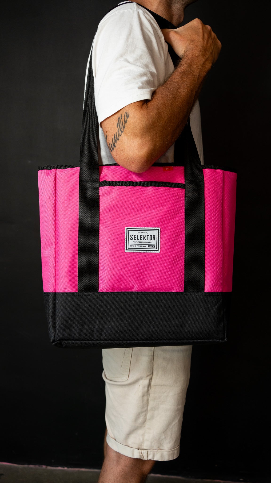 Selektor x THET Classic Bag - Pink & Black, Side View, Shoulder