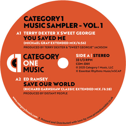 Terry Dexter&nbsp;/ Ed Ramsey / Shawn Christopher / Lee Wilson - Category 1 Music Sampler - Vol. 1 [12" Vinyl, Category 1, Side A]
