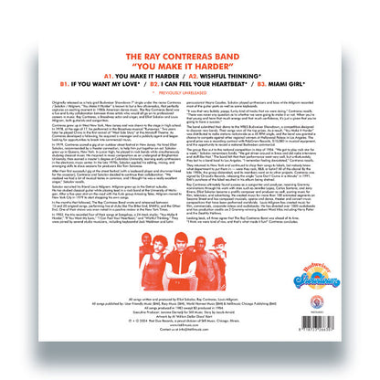 The Ray Contreras Band - You Make It Harder [12" Picture Sleeve Vinyl, Past Due Records, Back Cover]