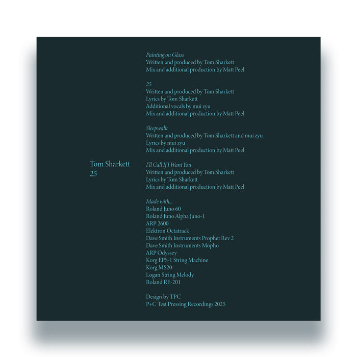 Tom Sharkett - 25 [12 Inch Vinyl, Test Pressing Recordings, Back Cover]
