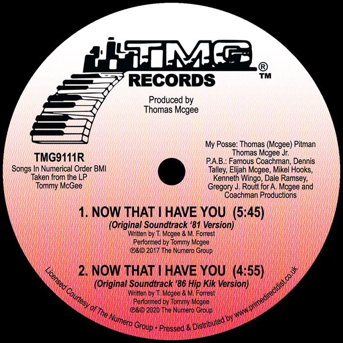 Tommy McGee - Now That I Have You [12 Inch Red Vinyl, Reissue, TMG Records, Side A]
