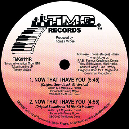 Tommy McGee - Now That I Have You [12 Inch Red Vinyl, Reissue, TMG Records, Side A]
