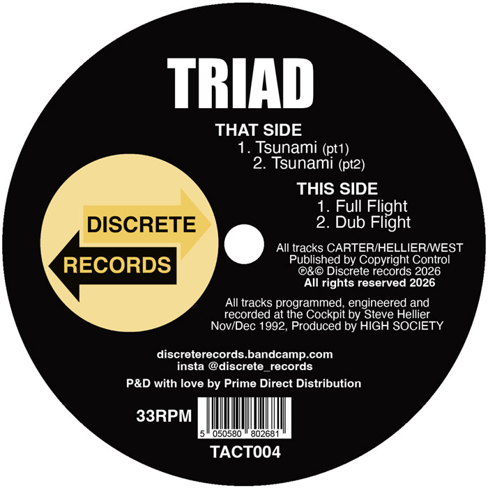 Triad - Tsunami / Full Flight [12 Inch Yellow Vinyl, Discrete Records, Side B]