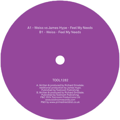 Weiss Vs James Hype - Feel My Needs [12 Inch White Purple & Black Splatter Effect Vinyl, Toolroom Records, Side B]
